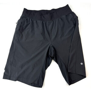 Lululemon Elastic Waist Pocket Athletic Shorts Solid Black Men's‎ Size Large